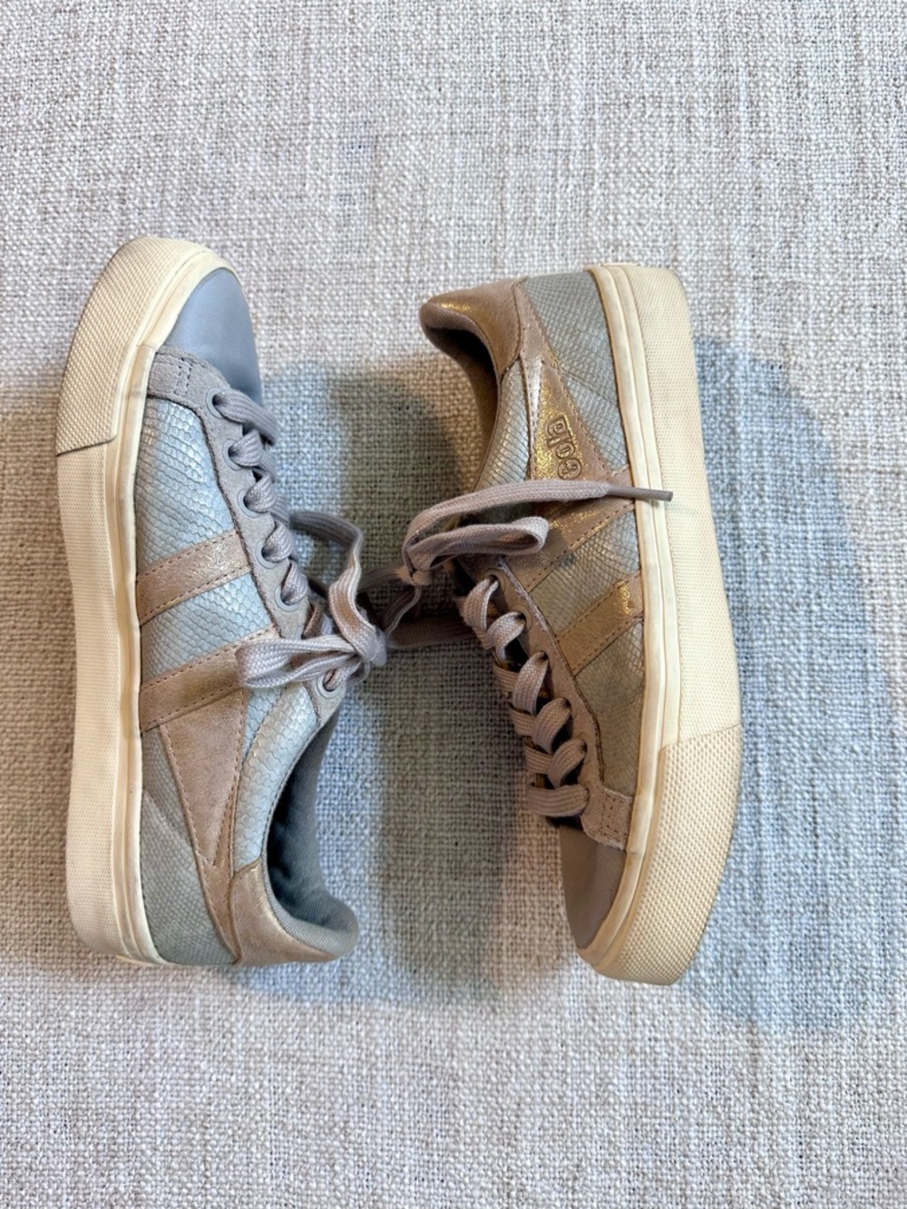 Anthropologie GOLA Orchid II Lizard Sneakers Feather Gray Gold Athleisure Wmn 6 - Picture 10 of 16
